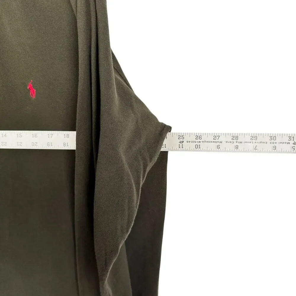 Polo‎ Ralph Lauren Green Cotton Classic Fit Collared Long Sleeve Top XL Vintage